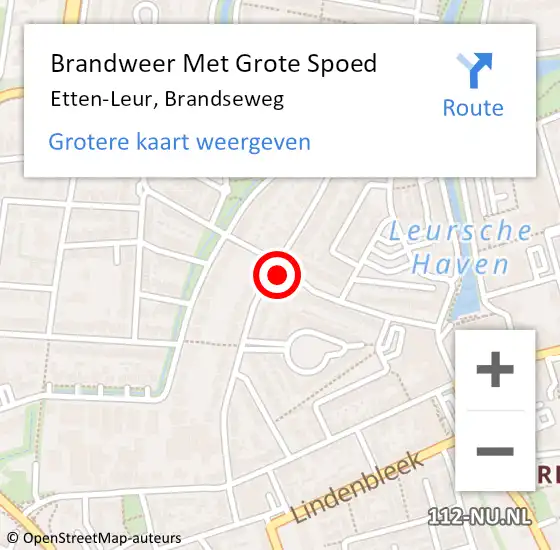 Locatie op kaart van de 112 melding: Brandweer Met Grote Spoed Naar Etten-Leur, Brandseweg op 19 januari 2022 20:13