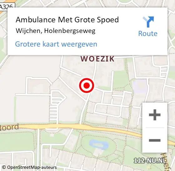 Locatie op kaart van de 112 melding: Ambulance Met Grote Spoed Naar Wijchen, Holenbergseweg op 19 januari 2022 20:47