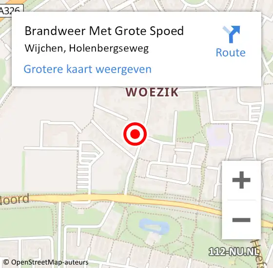 Locatie op kaart van de 112 melding: Brandweer Met Grote Spoed Naar Wijchen, Holenbergseweg op 19 januari 2022 20:47