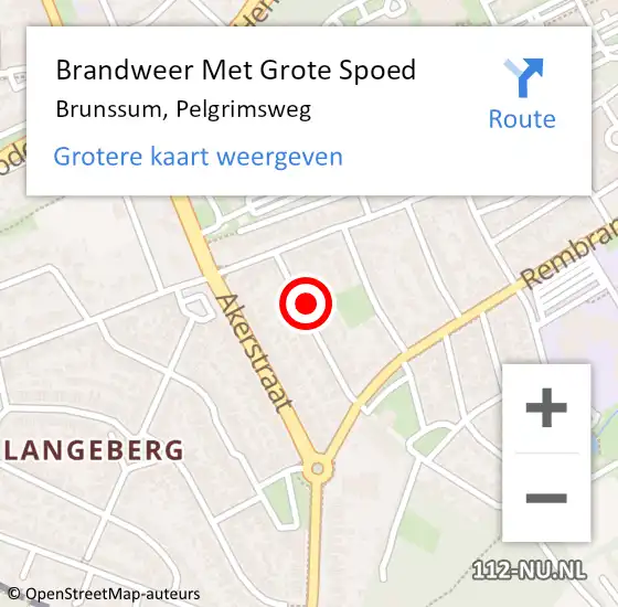 Locatie op kaart van de 112 melding: Brandweer Met Grote Spoed Naar Brunssum, Pelgrimsweg op 19 januari 2022 21:37