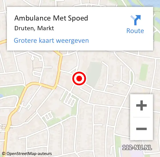 Locatie op kaart van de 112 melding: Ambulance Met Spoed Naar Druten, Markt op 19 januari 2022 21:59
