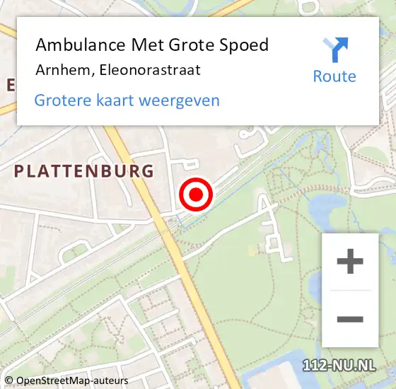 Locatie op kaart van de 112 melding: Ambulance Met Grote Spoed Naar Arnhem, Eleonorastraat op 19 januari 2022 22:03