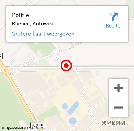 Locatie op kaart van de 112 melding: Politie Rhenen, Autoweg op 19 januari 2022 22:32