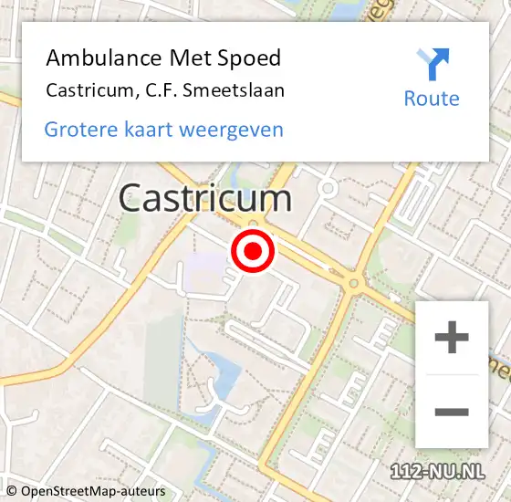 Locatie op kaart van de 112 melding: Ambulance Met Spoed Naar Castricum, C.F. Smeetslaan op 19 januari 2022 22:56