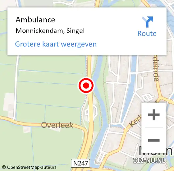 Locatie op kaart van de 112 melding: Ambulance Monnickendam, Singel op 19 januari 2022 22:59