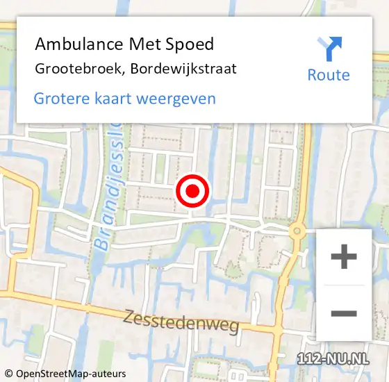 Locatie op kaart van de 112 melding: Ambulance Met Spoed Naar Grootebroek, Bordewijkstraat op 5 juli 2014 19:12