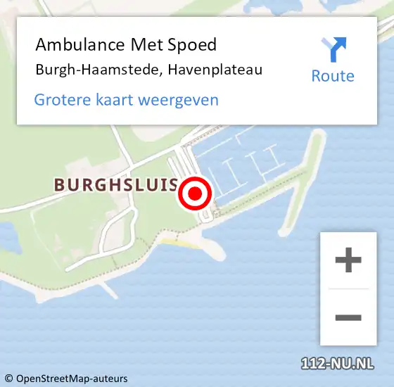 Locatie op kaart van de 112 melding: Ambulance Met Spoed Naar Burgh-Haamstede, Havenplateau op 5 juli 2014 19:16