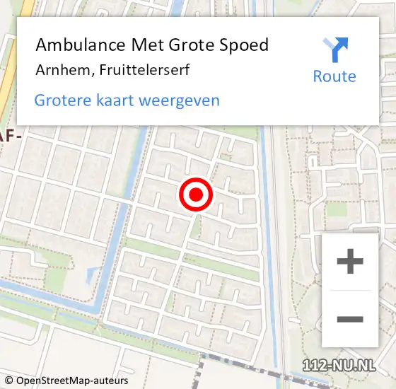 Locatie op kaart van de 112 melding: Ambulance Met Grote Spoed Naar Arnhem, Fruittelerserf op 20 januari 2022 00:35