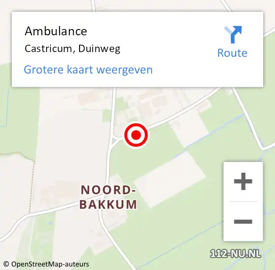 Locatie op kaart van de 112 melding: Ambulance Castricum, Duinweg op 20 januari 2022 00:38