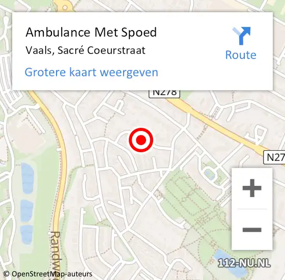 Locatie op kaart van de 112 melding: Ambulance Met Spoed Naar Vaals, Sacré Coeurstraat op 20 januari 2022 00:51