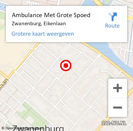 Locatie op kaart van de 112 melding: Ambulance Met Grote Spoed Naar Zwanenburg, Eikenlaan op 20 januari 2022 01:01