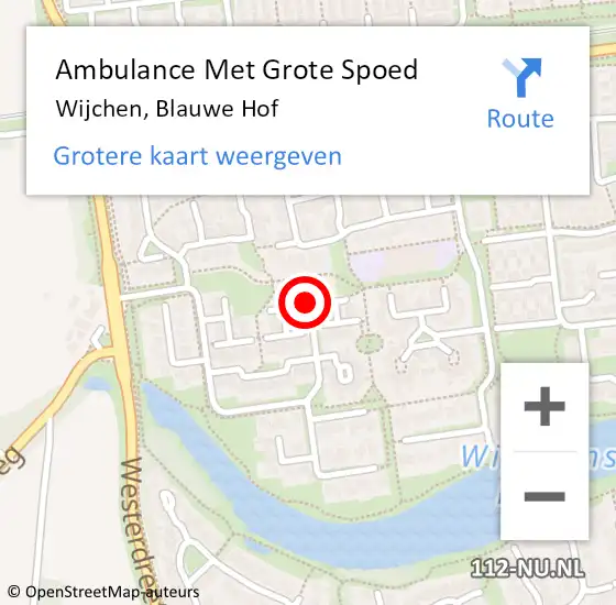 Locatie op kaart van de 112 melding: Ambulance Met Grote Spoed Naar Wijchen, Blauwe Hof op 20 januari 2022 01:06