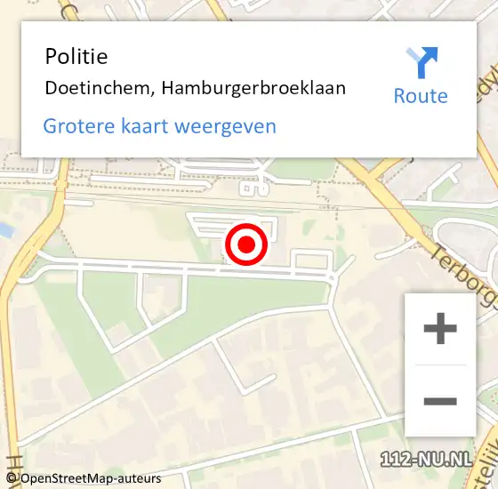 Locatie op kaart van de 112 melding: Politie Doetinchem, Hamburgerbroeklaan op 20 januari 2022 02:22