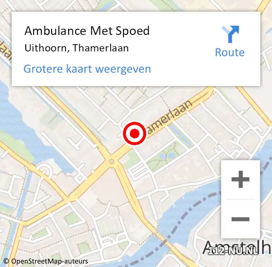 Locatie op kaart van de 112 melding: Ambulance Met Spoed Naar Uithoorn, Thamerlaan op 20 januari 2022 03:23
