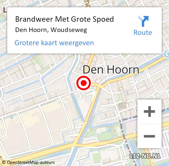 Locatie op kaart van de 112 melding: Brandweer Met Grote Spoed Naar Den Hoorn, Woudseweg op 20 januari 2022 03:58