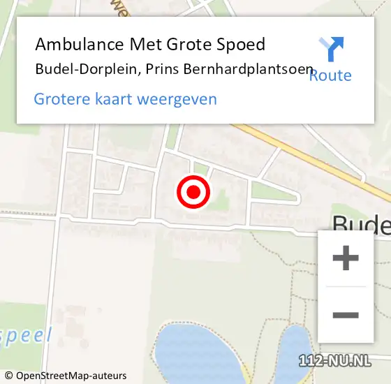 Locatie op kaart van de 112 melding: Ambulance Met Grote Spoed Naar Budel-Dorplein, Prins Bernhardplantsoen op 20 januari 2022 05:19