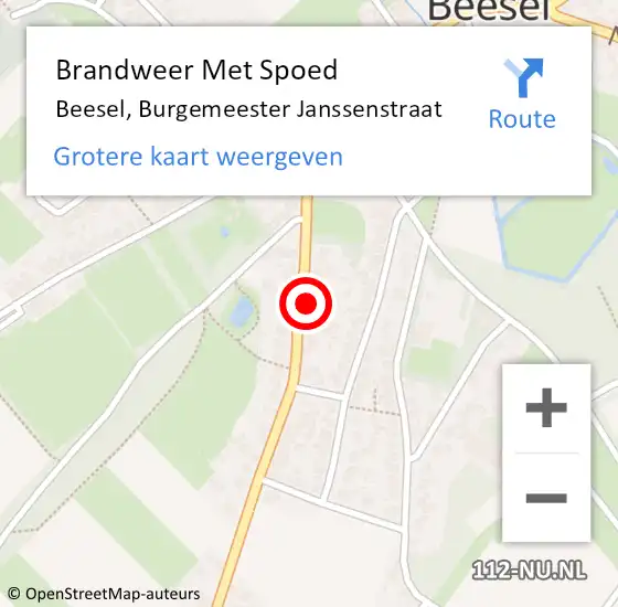 Locatie op kaart van de 112 melding: Brandweer Met Spoed Naar Beesel, Burgemeester Janssenstraat op 20 januari 2022 06:12