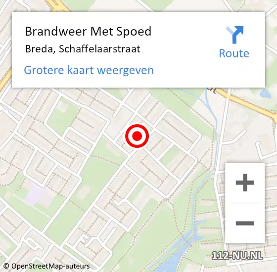 Locatie op kaart van de 112 melding: Brandweer Met Spoed Naar Breda, Schaffelaarstraat op 20 januari 2022 06:18