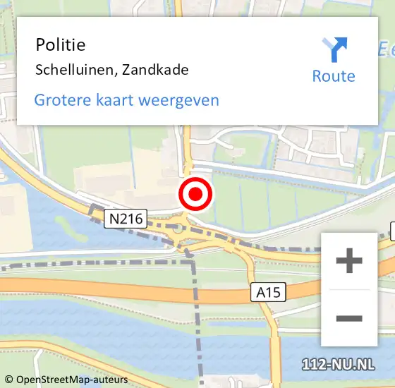 Locatie op kaart van de 112 melding: Politie Schelluinen, Zandkade op 20 januari 2022 06:37