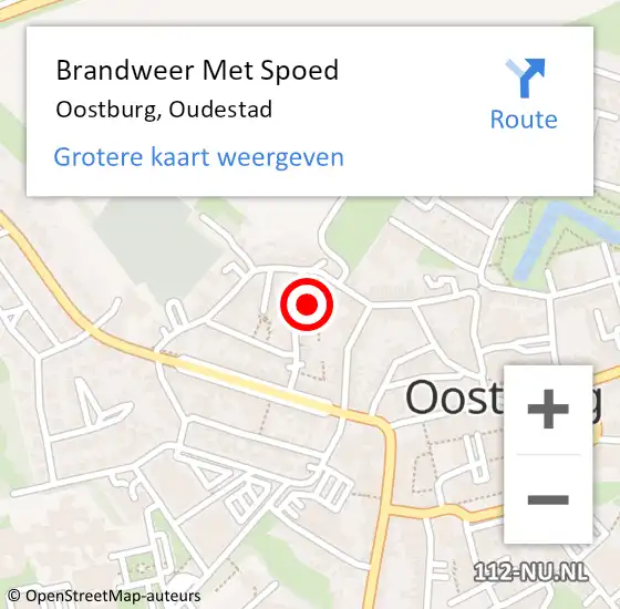 Locatie op kaart van de 112 melding: Brandweer Met Spoed Naar Oostburg, Oudestad op 20 januari 2022 08:07