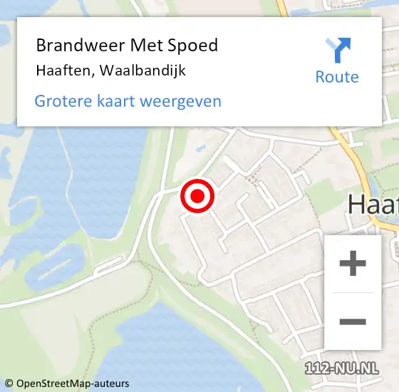 Locatie op kaart van de 112 melding: Brandweer Met Spoed Naar Haaften, Waalbandijk op 20 januari 2022 08:31