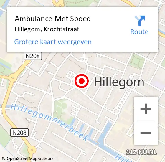 Locatie op kaart van de 112 melding: Ambulance Met Spoed Naar Hillegom, Krochtstraat op 20 januari 2022 09:16