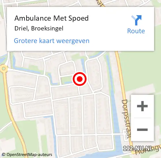 Locatie op kaart van de 112 melding: Ambulance Met Spoed Naar Driel, Broeksingel op 20 januari 2022 09:30