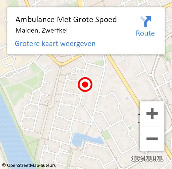 Locatie op kaart van de 112 melding: Ambulance Met Grote Spoed Naar Malden, Zwerfkei op 20 januari 2022 10:19