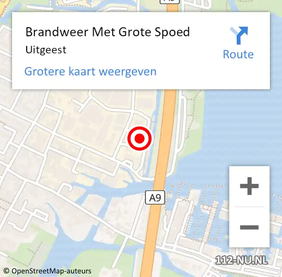 Locatie op kaart van de 112 melding: Brandweer Met Grote Spoed Naar Uitgeest op 20 januari 2022 10:41