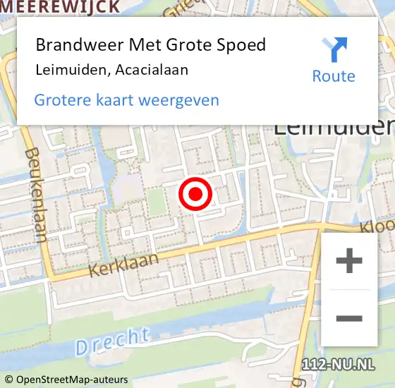 Locatie op kaart van de 112 melding: Brandweer Met Grote Spoed Naar Leimuiden, Acacialaan op 20 januari 2022 10:41