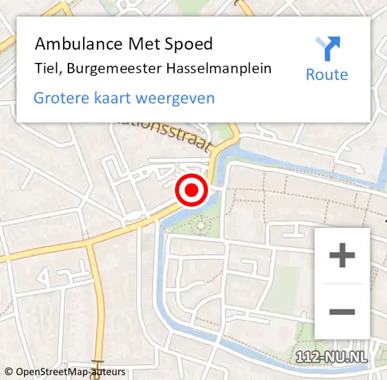 Locatie op kaart van de 112 melding: Ambulance Met Spoed Naar Tiel, Burgemeester Hasselmanplein op 20 januari 2022 10:52