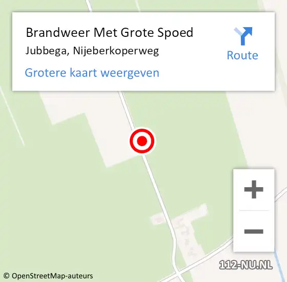 Locatie op kaart van de 112 melding: Brandweer Met Grote Spoed Naar Jubbega, Nijeberkoperweg op 20 januari 2022 10:57