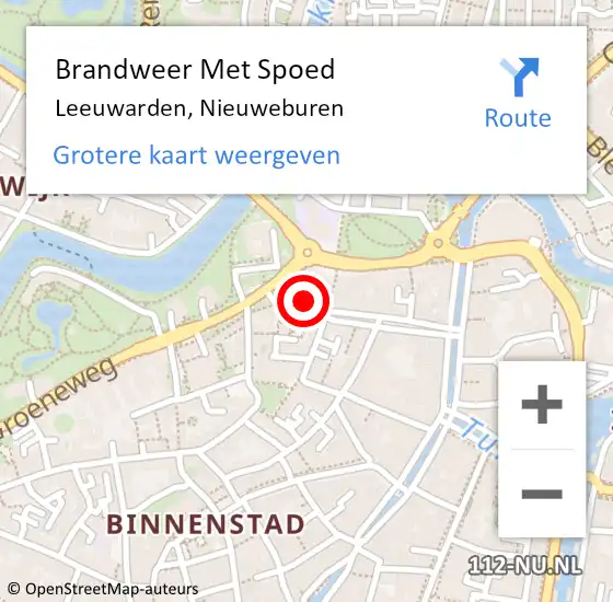 Locatie op kaart van de 112 melding: Brandweer Met Spoed Naar Leeuwarden, Nieuweburen op 20 januari 2022 11:07