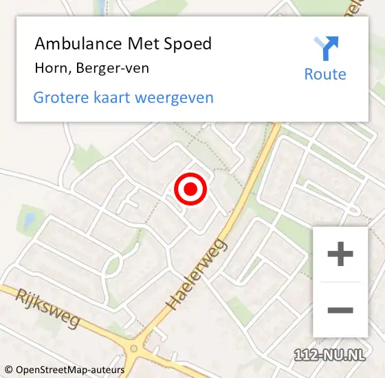 Locatie op kaart van de 112 melding: Ambulance Met Spoed Naar Horn, Berger-ven op 20 januari 2022 11:39