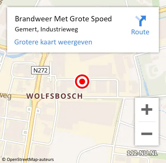 Locatie op kaart van de 112 melding: Brandweer Met Grote Spoed Naar Gemert, Industrieweg op 20 januari 2022 11:50