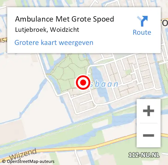 Locatie op kaart van de 112 melding: Ambulance Met Grote Spoed Naar Lutjebroek, Woidzicht op 20 januari 2022 12:07