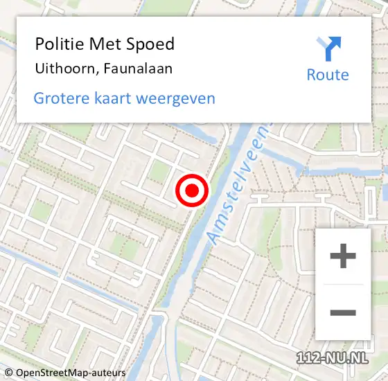 Locatie op kaart van de 112 melding: Politie Met Spoed Naar Uithoorn, Faunalaan op 20 januari 2022 12:12