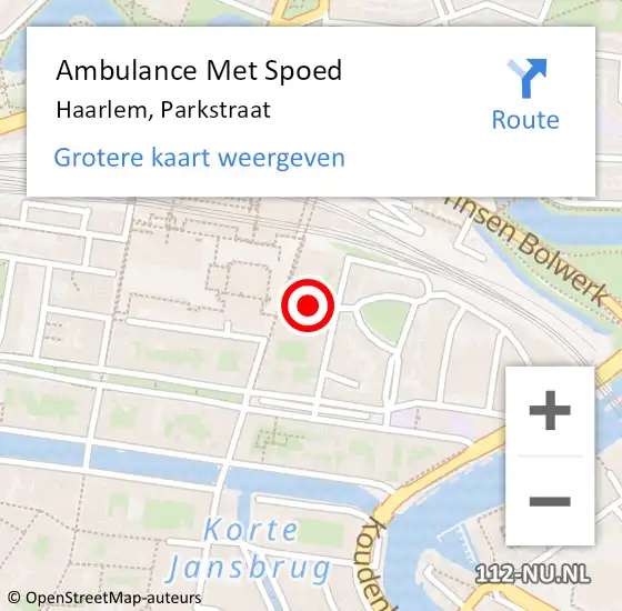 Locatie op kaart van de 112 melding: Ambulance Met Spoed Naar Haarlem, Parkstraat op 20 januari 2022 12:31