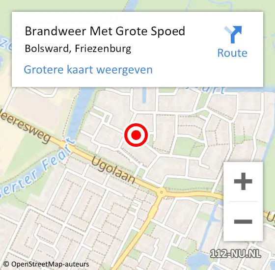 Locatie op kaart van de 112 melding: Brandweer Met Grote Spoed Naar Bolsward, Friezenburg op 20 januari 2022 12:31