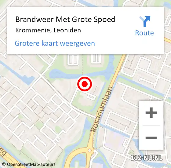 Locatie op kaart van de 112 melding: Brandweer Met Grote Spoed Naar Krommenie, Leoniden op 20 januari 2022 12:36