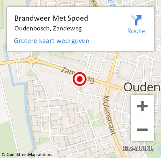 Locatie op kaart van de 112 melding: Brandweer Met Spoed Naar Oudenbosch, Zandeweg op 20 januari 2022 12:47