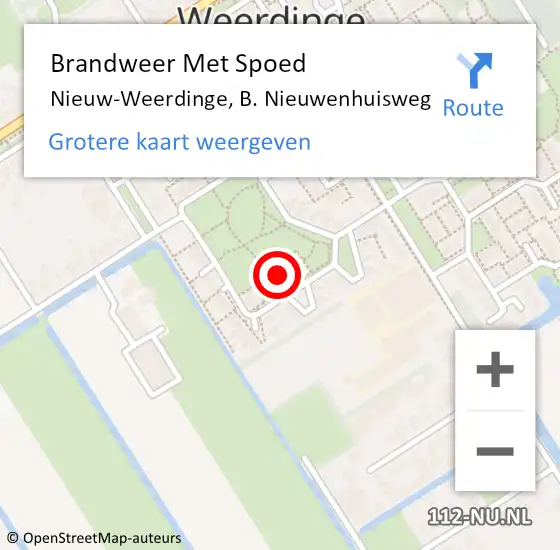 Locatie op kaart van de 112 melding: Brandweer Met Spoed Naar Nieuw-Weerdinge, B. Nieuwenhuisweg op 20 januari 2022 12:50