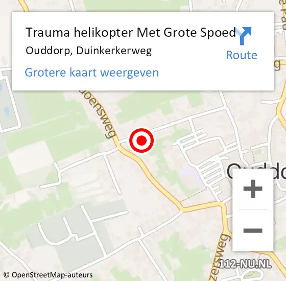 Locatie op kaart van de 112 melding: Trauma helikopter Met Grote Spoed Naar Ouddorp, Duinkerkerweg op 20 januari 2022 12:54