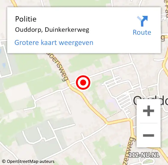 Locatie op kaart van de 112 melding: Politie Ouddorp, Duinkerkerweg op 20 januari 2022 12:55