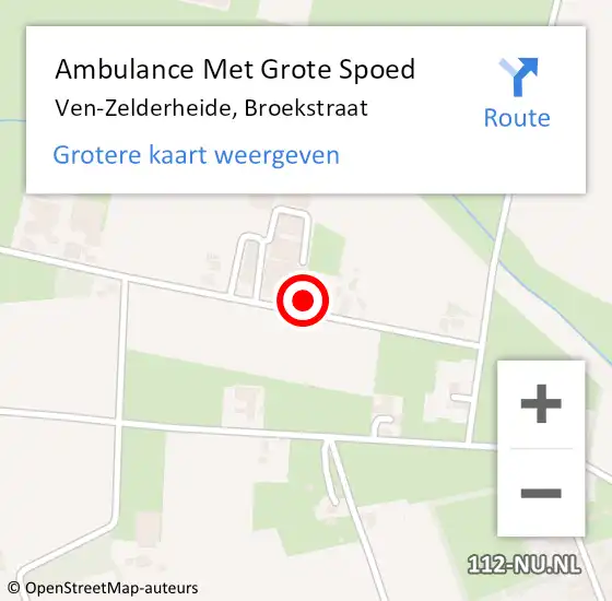 Locatie op kaart van de 112 melding: Ambulance Met Grote Spoed Naar Ven-Zelderheide, Broekstraat op 5 juli 2014 20:20