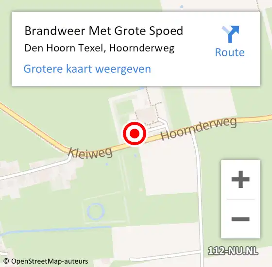 Locatie op kaart van de 112 melding: Brandweer Met Grote Spoed Naar Den Hoorn Texel, Hoornderweg op 5 juli 2014 20:21