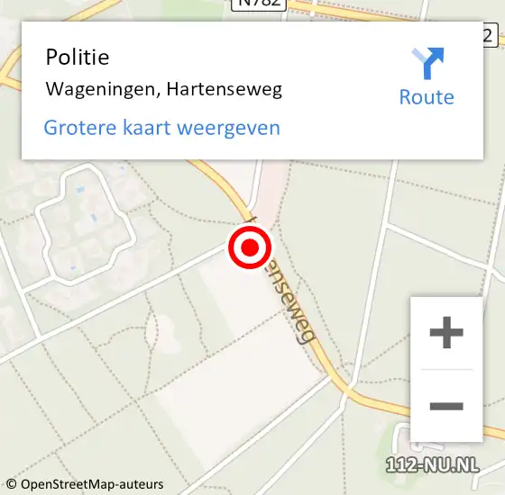 Locatie op kaart van de 112 melding: Politie Wageningen, Hartenseweg op 5 juli 2014 20:29