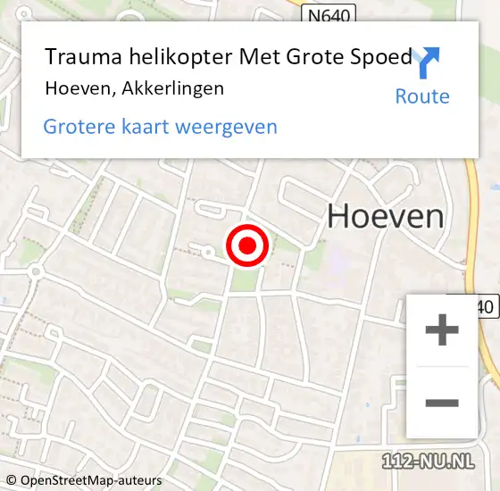 Locatie op kaart van de 112 melding: Trauma helikopter Met Grote Spoed Naar Hoeven, Akkerlingen op 20 januari 2022 13:55