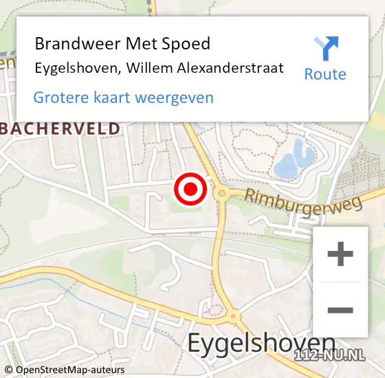 Locatie op kaart van de 112 melding: Brandweer Met Spoed Naar Eygelshoven, Willem Alexanderstraat op 20 januari 2022 14:40