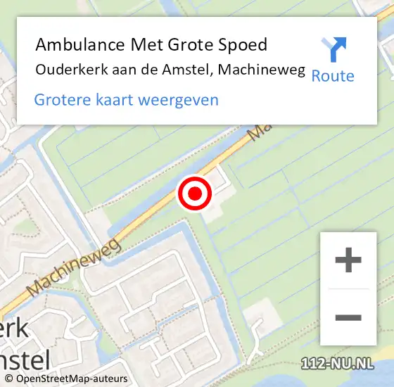 Locatie op kaart van de 112 melding: Ambulance Met Grote Spoed Naar Ouderkerk aan de Amstel, Machineweg op 20 januari 2022 14:56